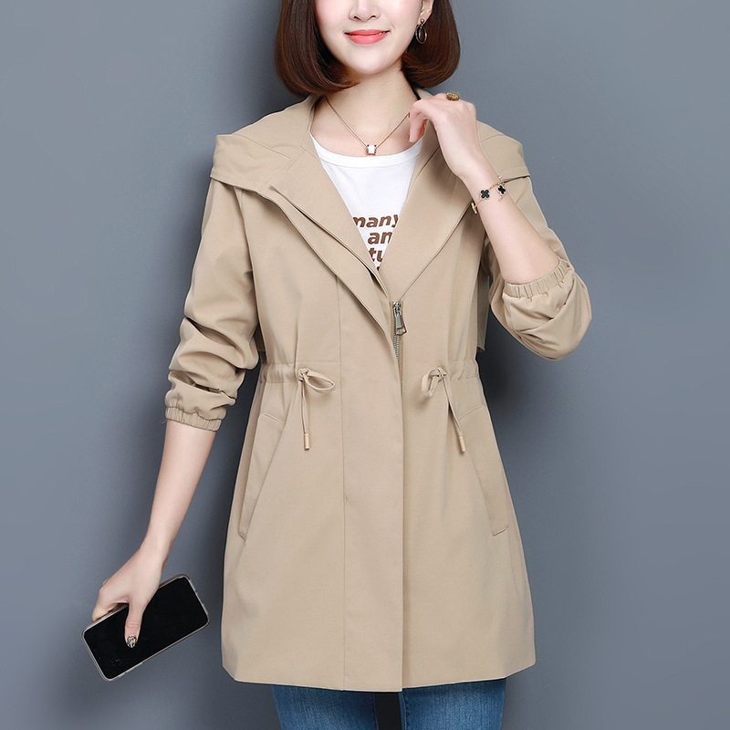 Picture of Casual Waist Slimming Coat Women's 2024 Spring and Autumn Korean Style plus size Loose Middle-aged Mother's Age-reducing Mid-length Coat