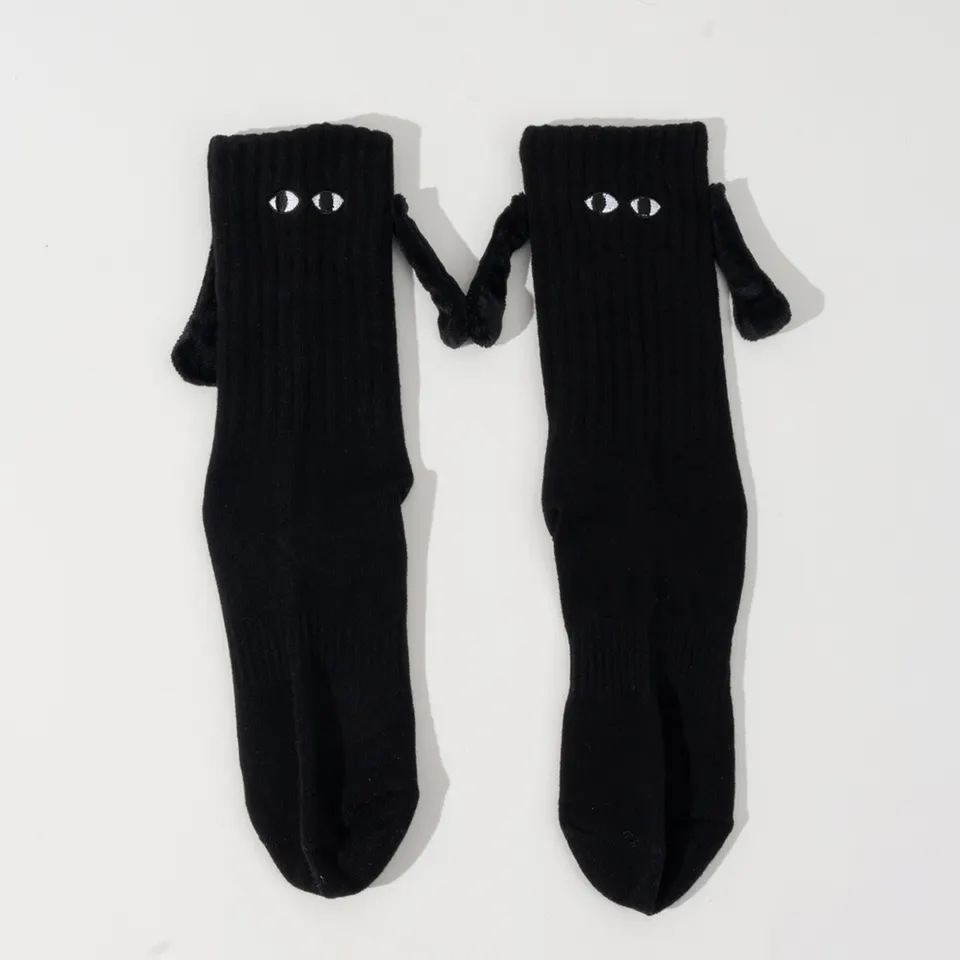 Picture of 2023 Amazon Embroidered Eyes Holding Hands Socks Magnetic Mid-Calf Socks for Men and Women Couples Sports White Socks Essential for Couples