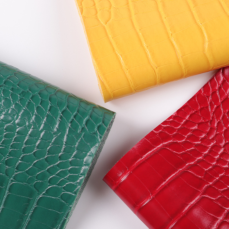 Picture of Spot high-gloss bright solid color crocodile pattern PVC leather brushed cloth bottom artificial leather decorative shoes luggage leather