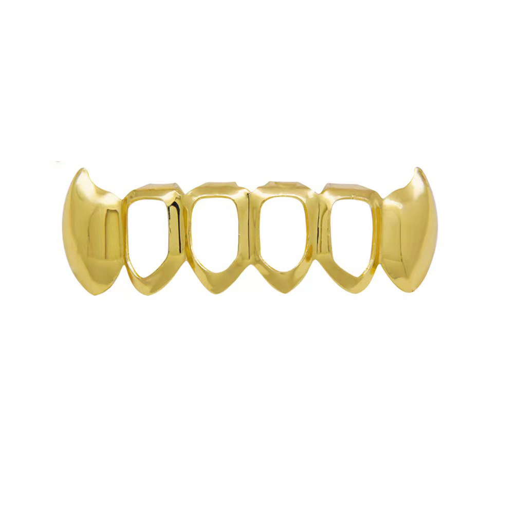 Picture of European and American hiphop bright face hollow fangs suit decorative hip-hop braces tiger teeth suit vampire gold braces
