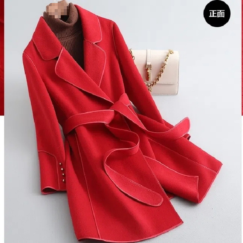 Picture of High-end Korean-style Woolen Coat Women's 2024 Autumn and Winter New Western-style Age-reducing Mid-length Double-sided Woolen Coat Women's Trendy