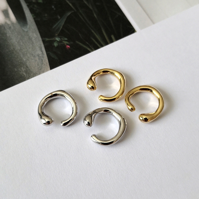 European and American Fashion High-End Irregular Hoop Women's Ear Cuffs Without Piercings Niche Minimalist Style Women's Round Ear Clips