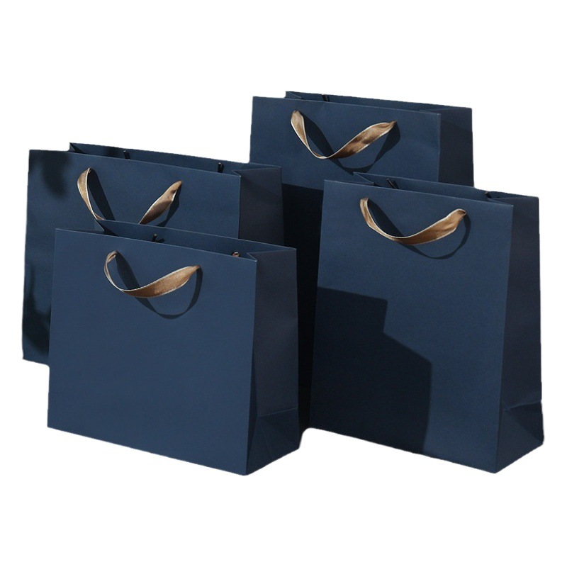Fashion Light Luxury High-end Thickened Environmental Blue Gray Business Handbag Clothing Gift Gift Wrapping Paper Handbag