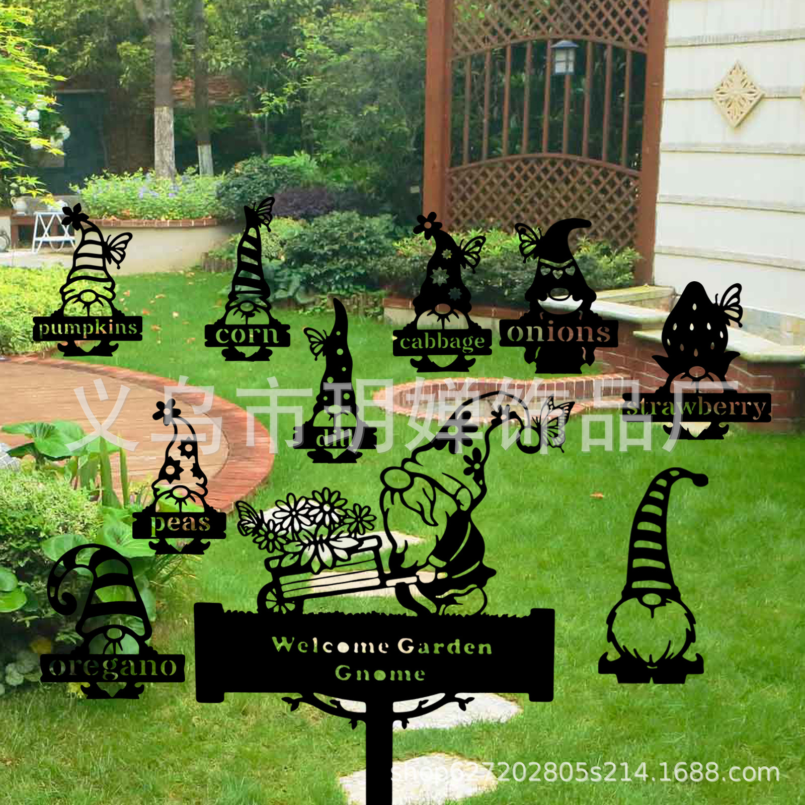 Cross-border Independent Station Outdoor Welcome Garden Dwarf Plant Decoration Courtyard Farmhouse Decoration Plate Metal Dwarf
