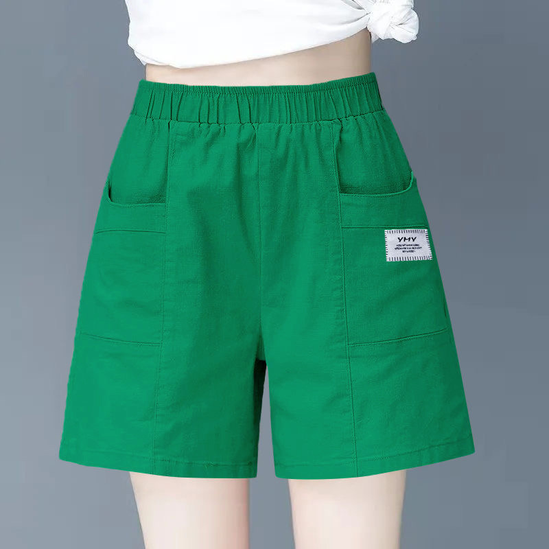 2024 Summer Shorts Women's Outer Wear High Waist Thigh Covering Slimming All-match Loose Five-point Casual Wide-leg Pants