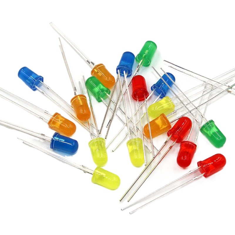 Led Light-Emitting Diode F5/5Mm Round Head Long Legs with Edge Color White Light Red Blue Green Yellow Plug-In Led Lamp Beads