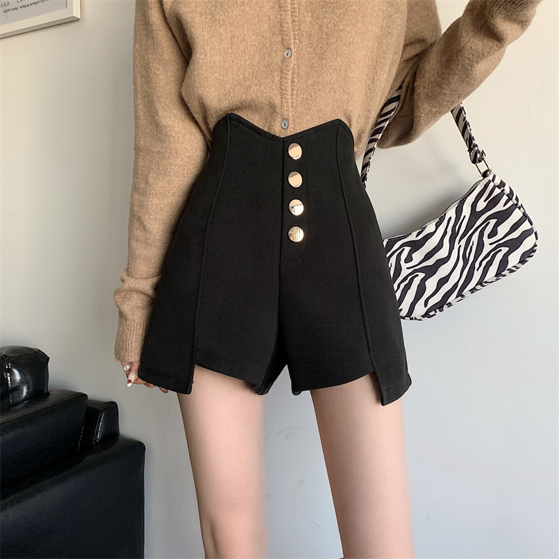 Picture of 2023 Summer New Design High waist shorts button decoration slimming A- line wide leg pants outer wear hot pants