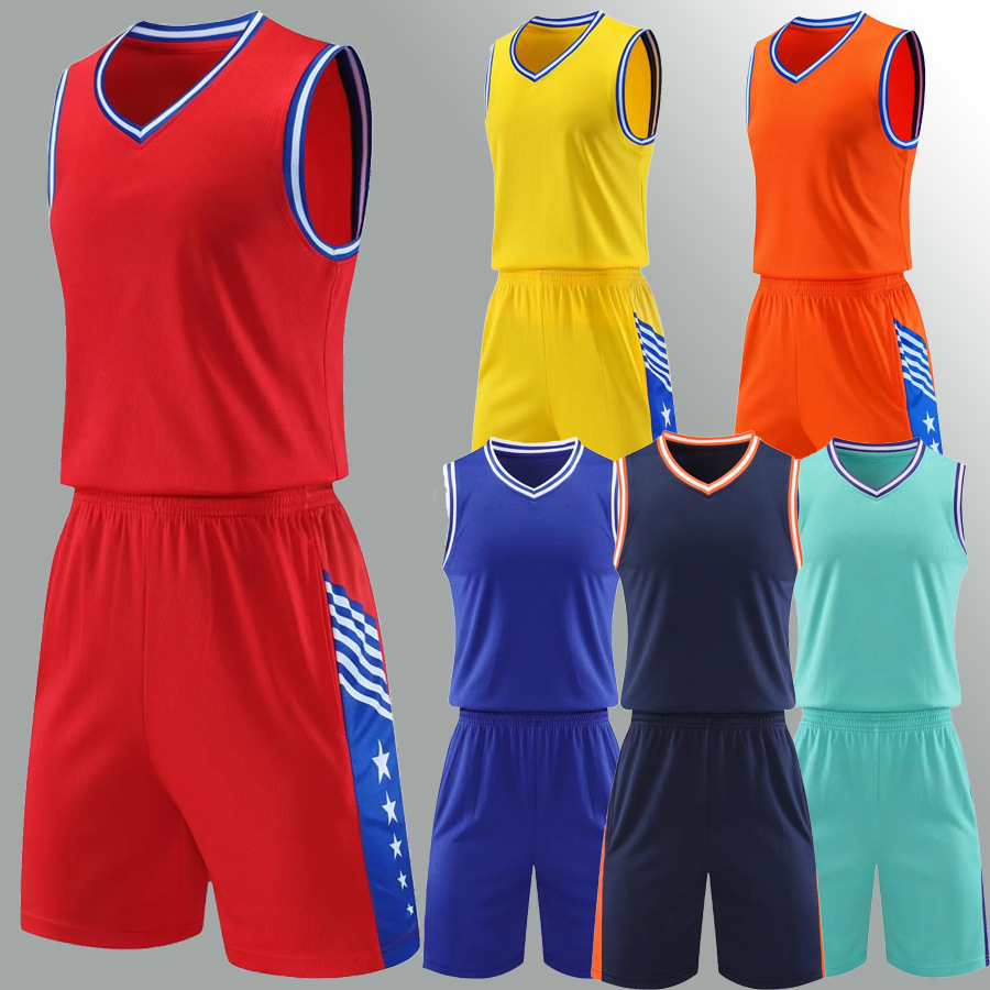 Primary and secondary school students youth training club team competition sportswear adult children basketball uniform suit free printing