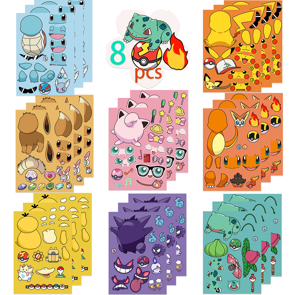 Toy Puzzle stickers cartoon God Q Baby Make a face stickers handicraft anti-stickers 8 pieces