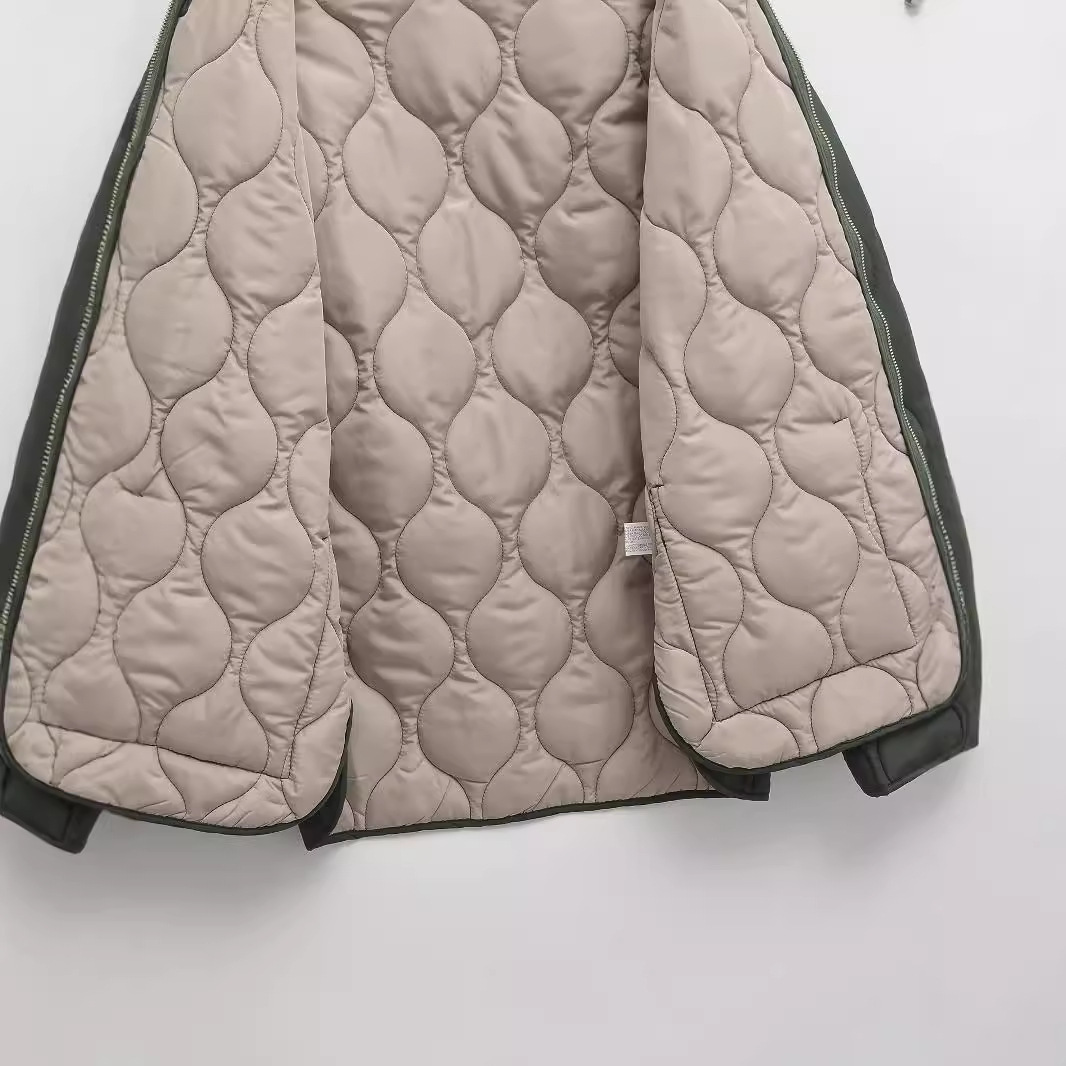 Picture of European and American style 2024 autumn new women's casual versatile long sleeve V-neck loose cotton-padded jacket jacket 1255792