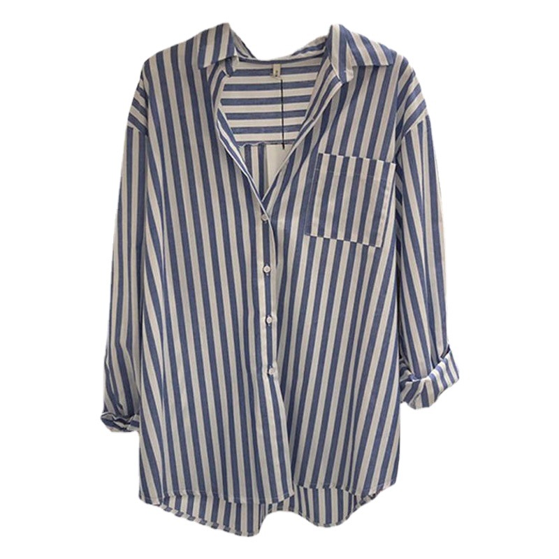Striped Shirt Women's Design Niche Wholesale New French Retro Versatile Loose Unique Top