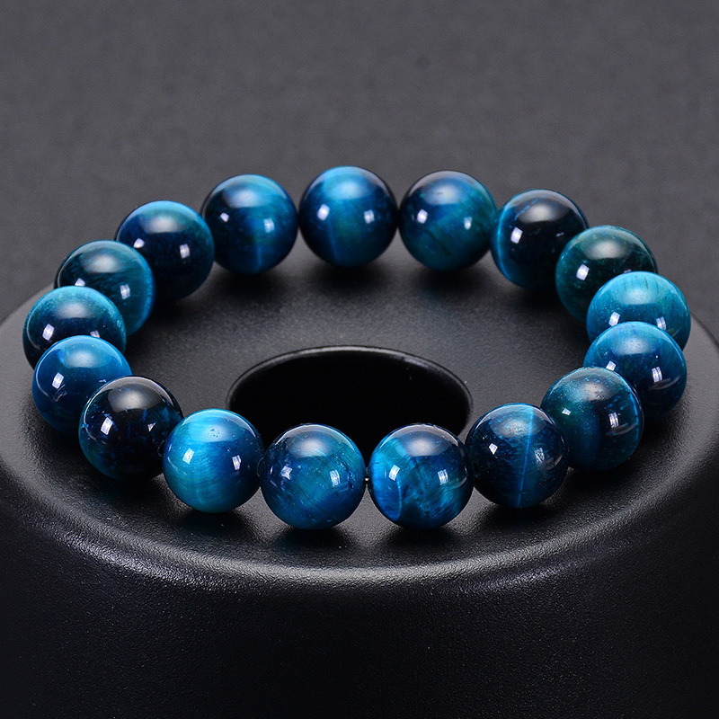 Cross-border New Hot Sale Special Natural Stone Sky Blue Tiger Eye Bracelet Tiger Eye Stone Bead Single Circle Bracelet Wholesale
