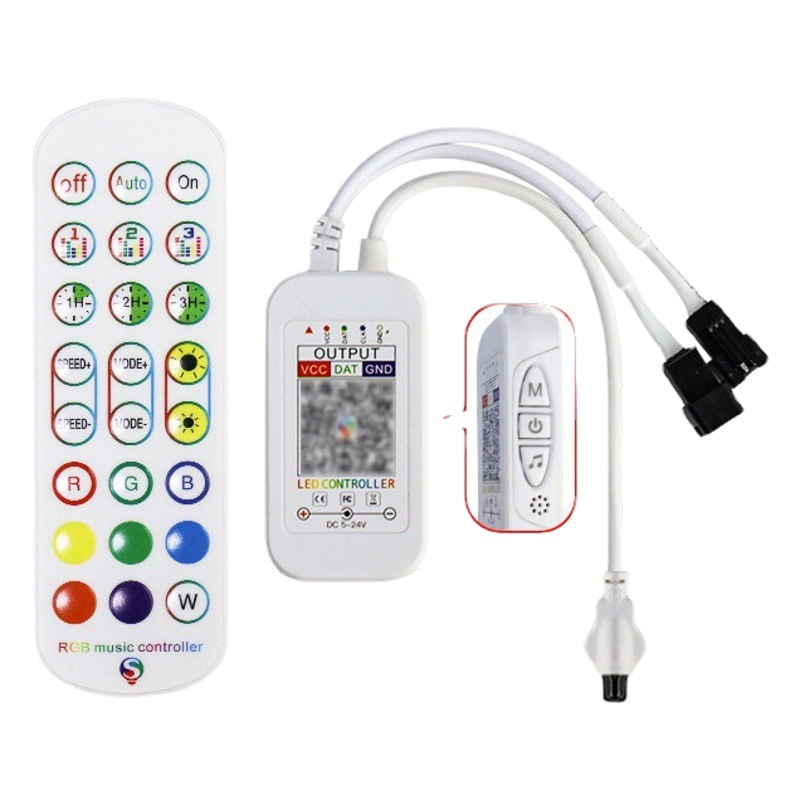 Manufacturer Haoxin 24-key magic color Bluetooth controller side three-key two-wire rgb flowing water led strip controller