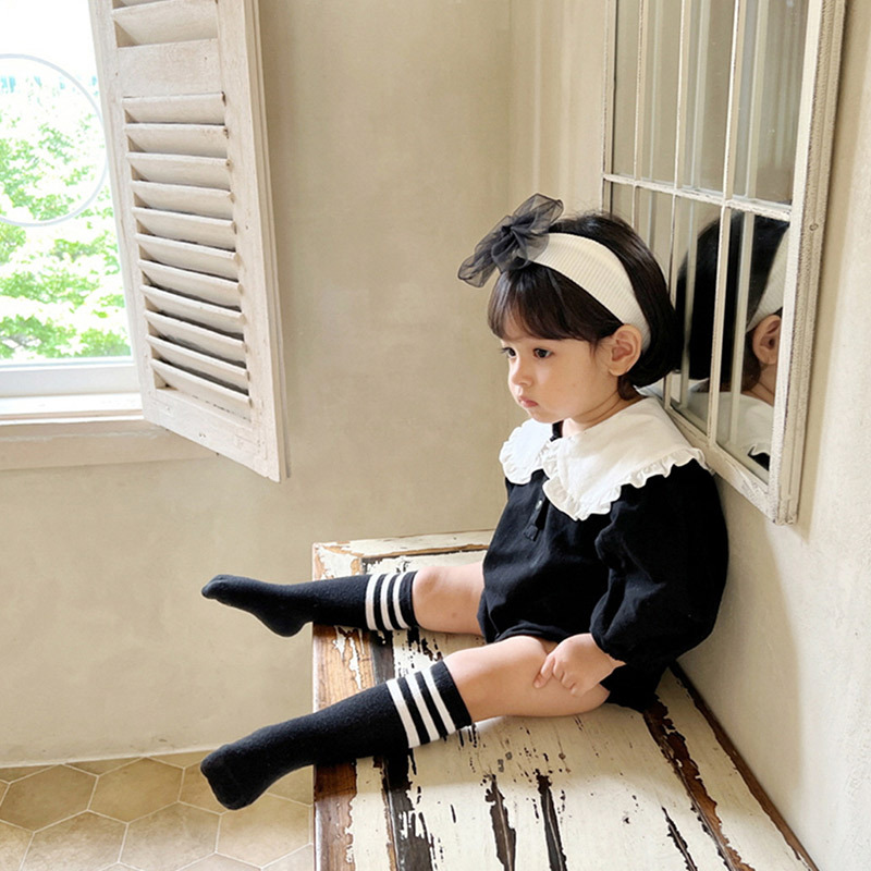 Picture of 2025 Spring and Autumn New Baby Girl Cute Wrap Fat Clothes Western Style Lapel Harper Girl Baby's jumpsuit Climbing Suit