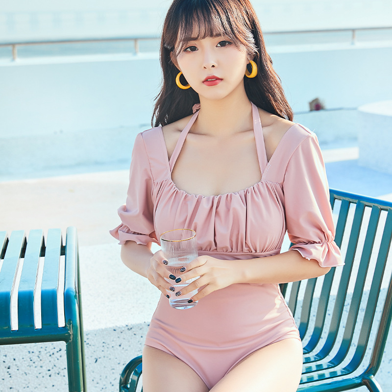 One-Piece Swimsuit Cute Japanese Style Belly Covering Conservative Sexy Slimming Fairy Fan Student ins Hot Spring Bath Swimsuit