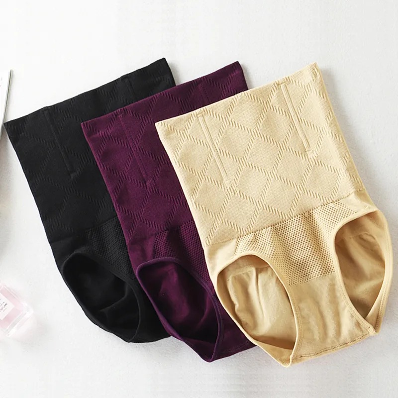 High waist belly shaping pants underwear women's seamless honeycomb body shaping belly shaping pants hip lifting postpartum waist shaping briefs