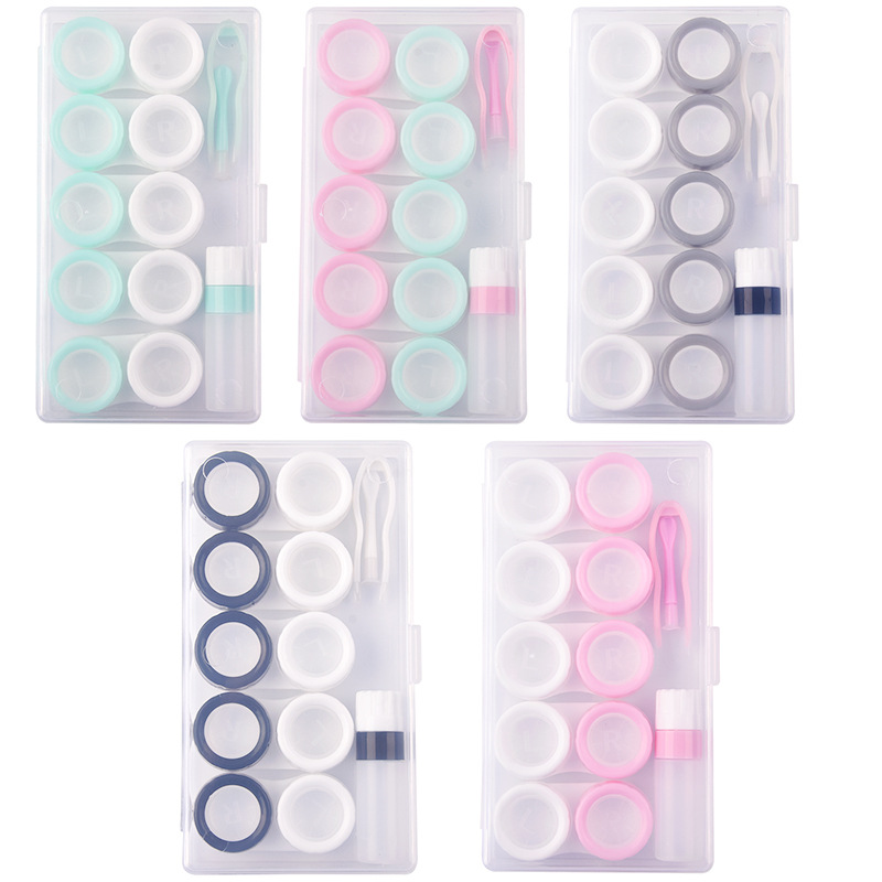 Picture of Macaron Five-Pack Contact Lens Case, Contact Lens Storage Box, Pp Box Set, Display Box with Clip, Tweezers Bottle