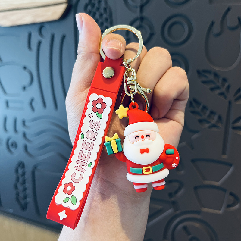 Picture of Cute Santa Claus keychain Christmas gift Christmas tree three-dimensional key chain Bell snowman elk wholesale