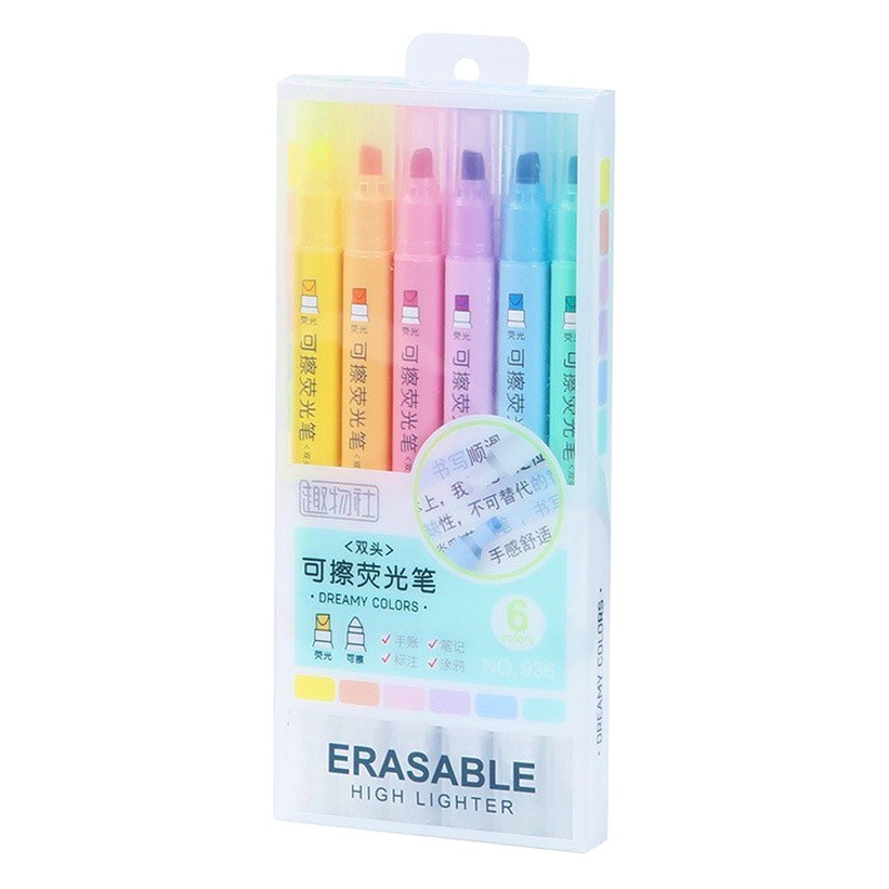 Cross-border double-head erasable highlighter creative color graffiti hand account pen set student stroke focus multi-color marker pen