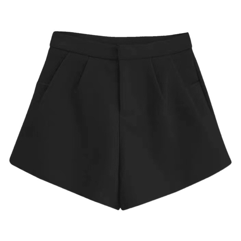 Plus size woolen shorts women's 2023 autumn and winter New High waist A- line wide leg pants fat sister outer wear bottoming boot pants