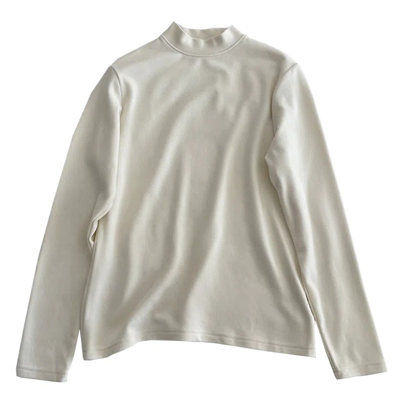 Super soft waxy velvet semi-high collar bottoming shirt! Autumn and winter thick high elastic double-sided velvet warm collar with long sleeve T women