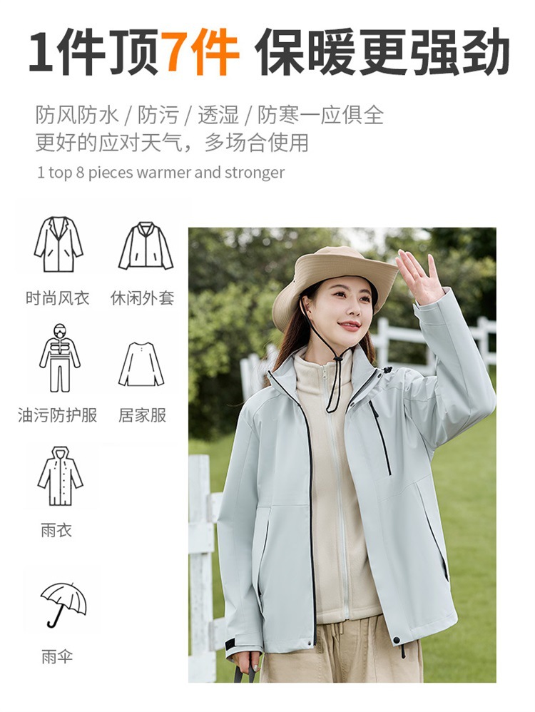 Outdoor Jacket Women's Three-in-One Two-Piece Windproof Waterproof Warm Work Clothes Xizang Mountaineering Jacket for Men