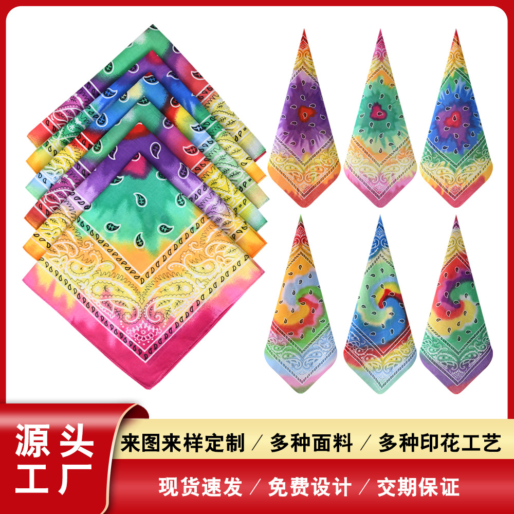 American gradient rotating cotton cashew flower riding square hip hop Joker sports rainbow scarf wholesale