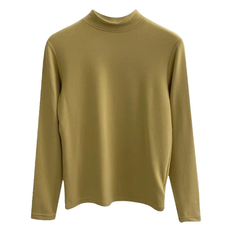 fleece-lined Thickened Warm Velvet Base Shirt Taro Purple Mock Collar Base Shirt Women's Solid Color Autumn and Winter Warm Top for Women