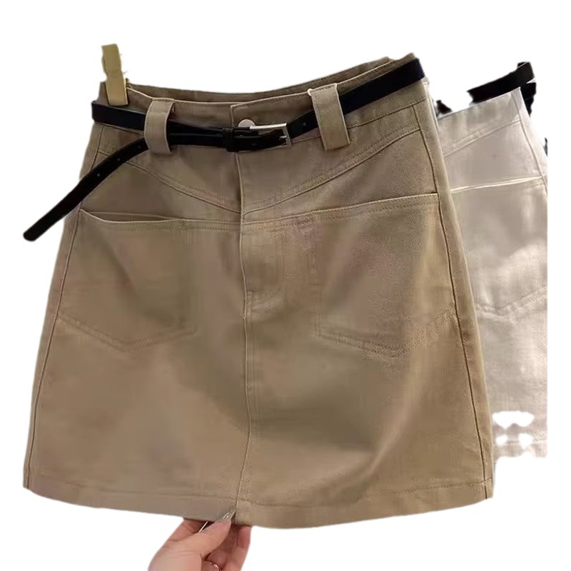 Plus size women's clothing 2023summer new tooling Denim skirt women's high waist slimming sheath a-line short skirt
