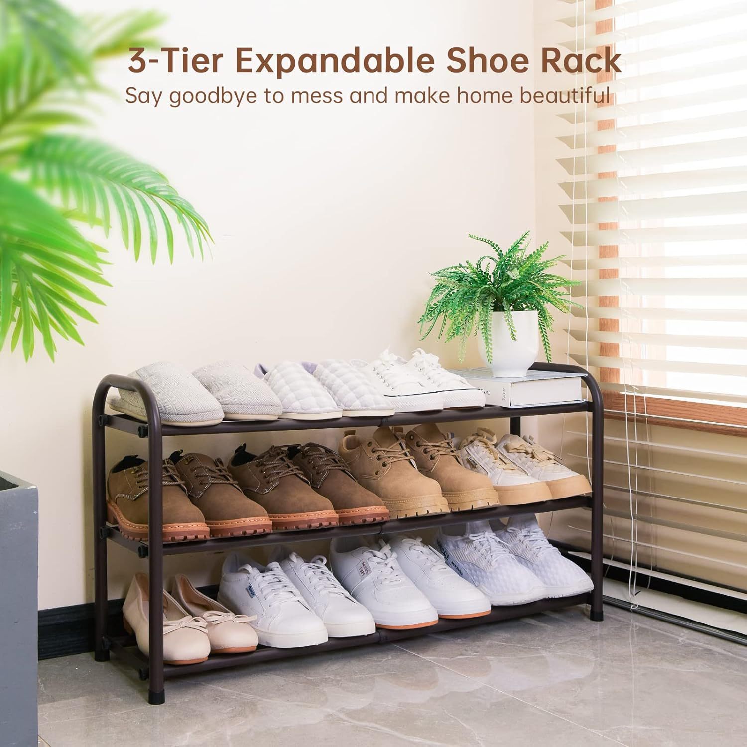 Picture of Stackable retractable shoe rack stainless steel doorway simple storage dormitory assembly slippers shoe rack durable