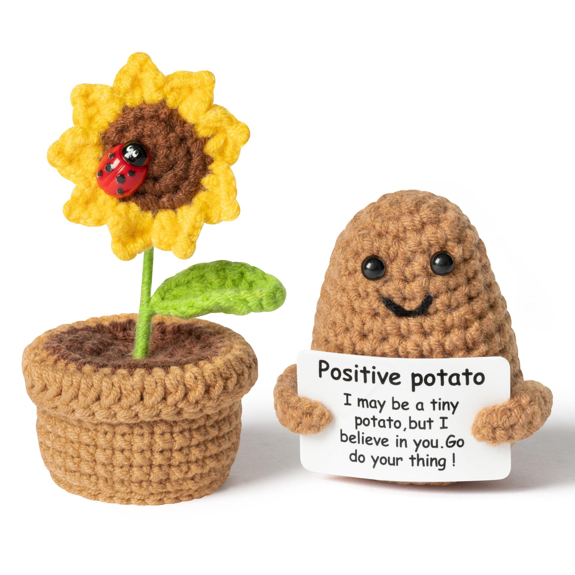 Picture of Amazon hot sale Positive funny potato wool crocheted finished sunflower potted ornaments
