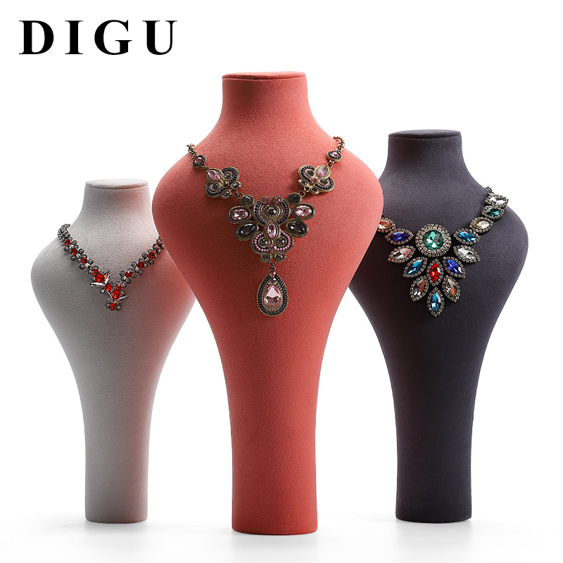 Digu microfiber jewelry props portrait neck necklace display stand store Special neck model neck display props