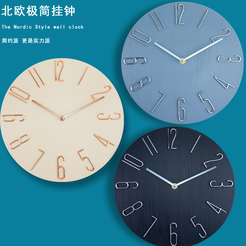 Picture of 30cm Clock Wall Clock Living Room Clock Wall Hanging Watch Quartz Clock Wall Hanging Creative Silent Wall Clock