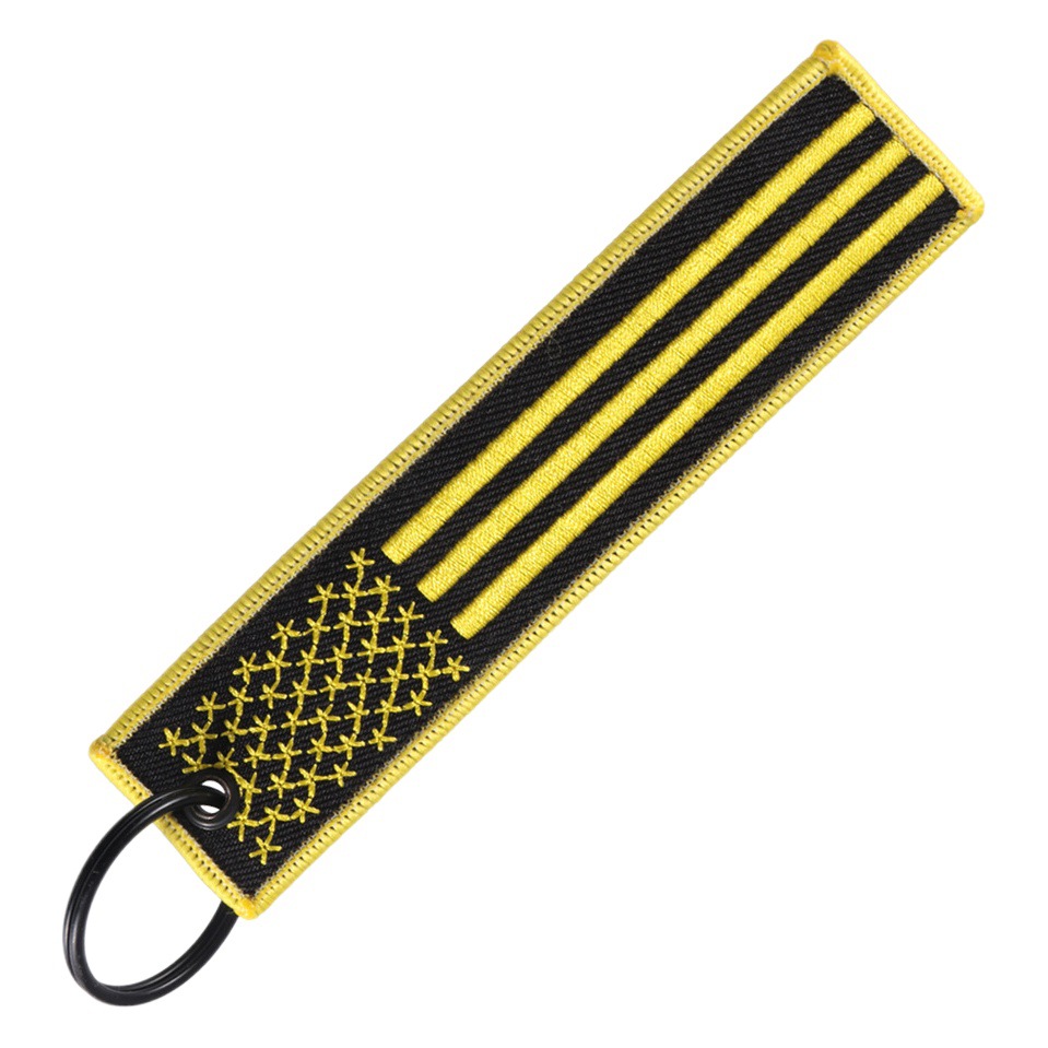1PC new embroidery black background white American flag state flag embroidery European and American fashion key chain jewelry