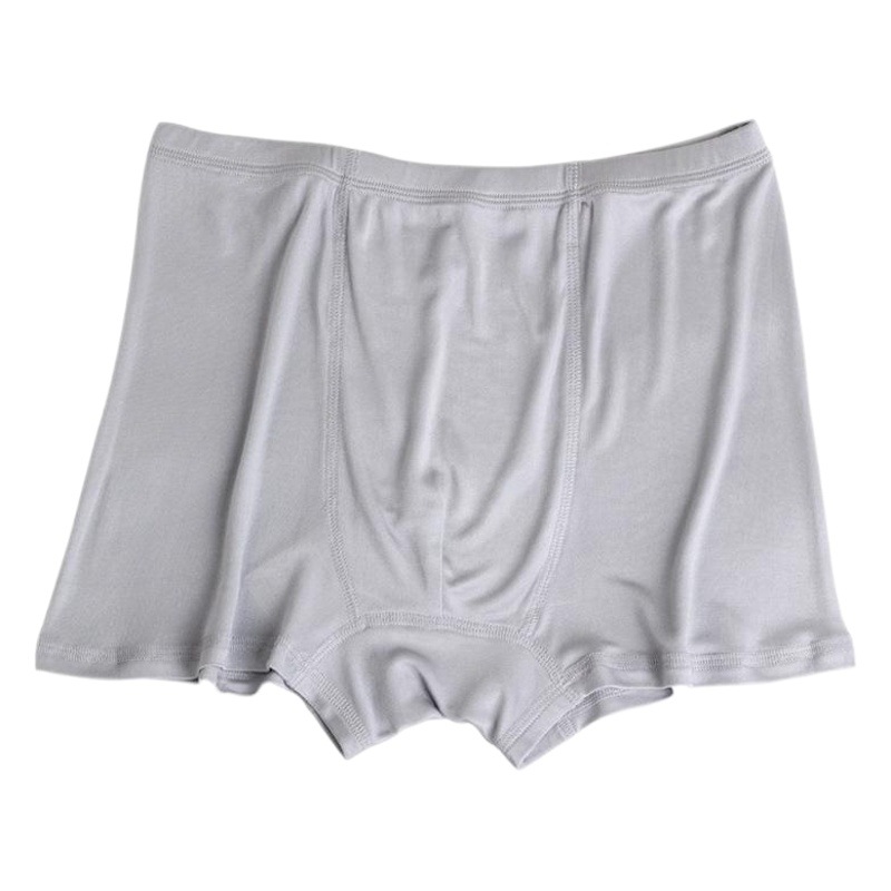 Huaye Men's Solid Color Silk Double-Sided Knitted Underwear Mulberry Silk Mid-Rise Boxer Briefs Plaid Breathable Large Size Shorts