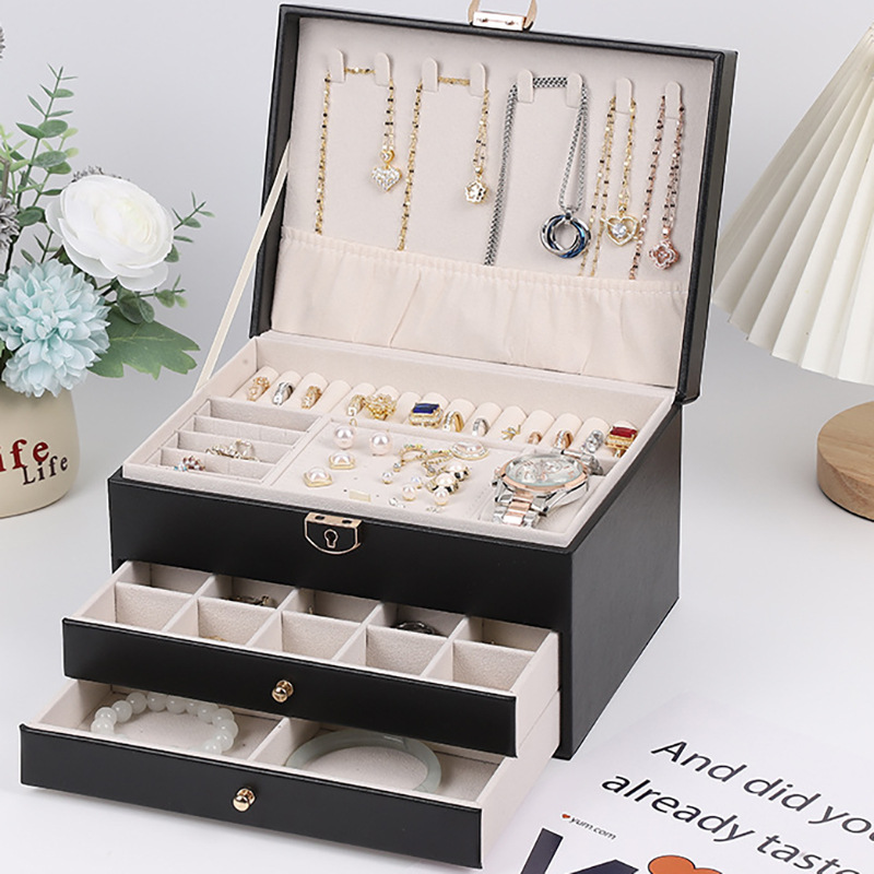 Picture of Jewelry Storage Box Large Capacity Multi-Layer Jewelry Hair Accessories Ring Earrings Necklace Earrings Bracelet Storage Box