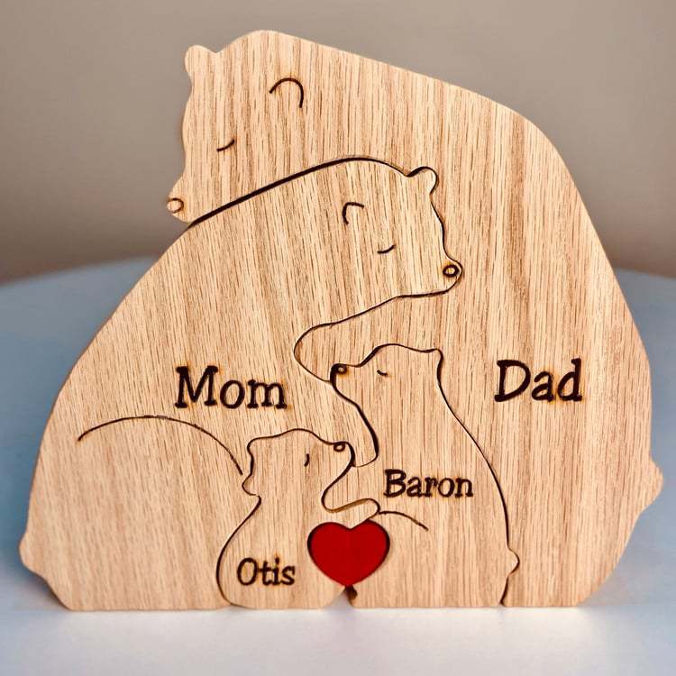Picture of Cross-border popular handmade wooden ornaments wooden bear family personalized wooden pet carving crafts