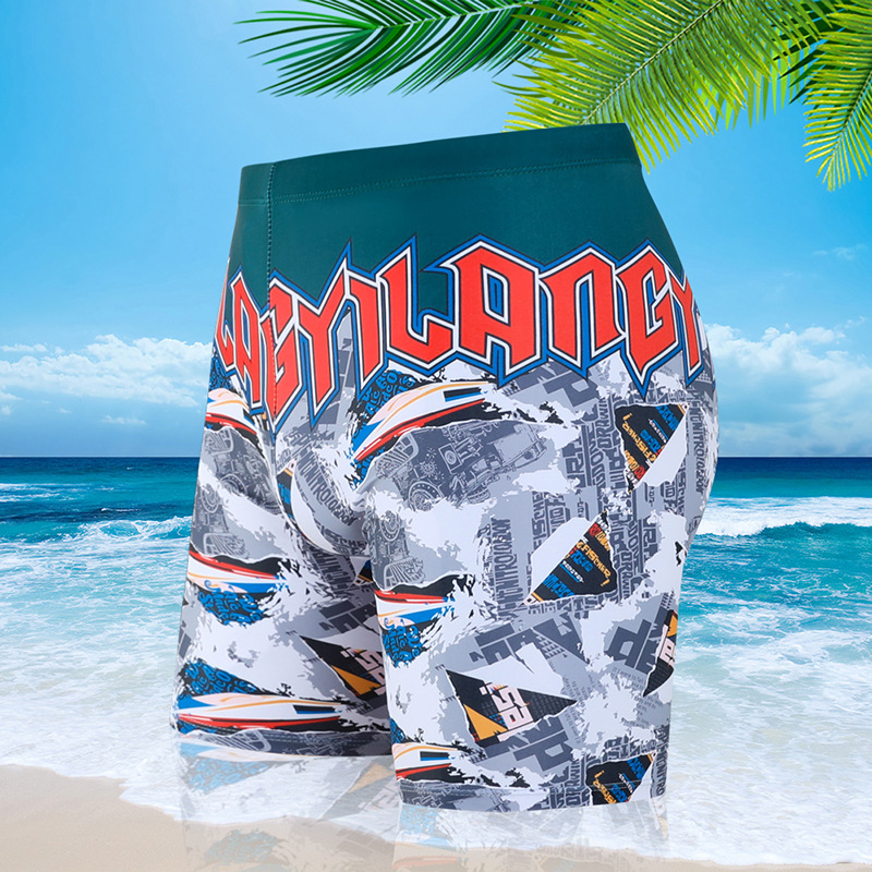 Picture of 2024 Men's Swimming Trunks Youth Hot Spring Boxer Swimming Trunks Men's Swimming Shorts Fashion Trendy Men's Swimming Trunks