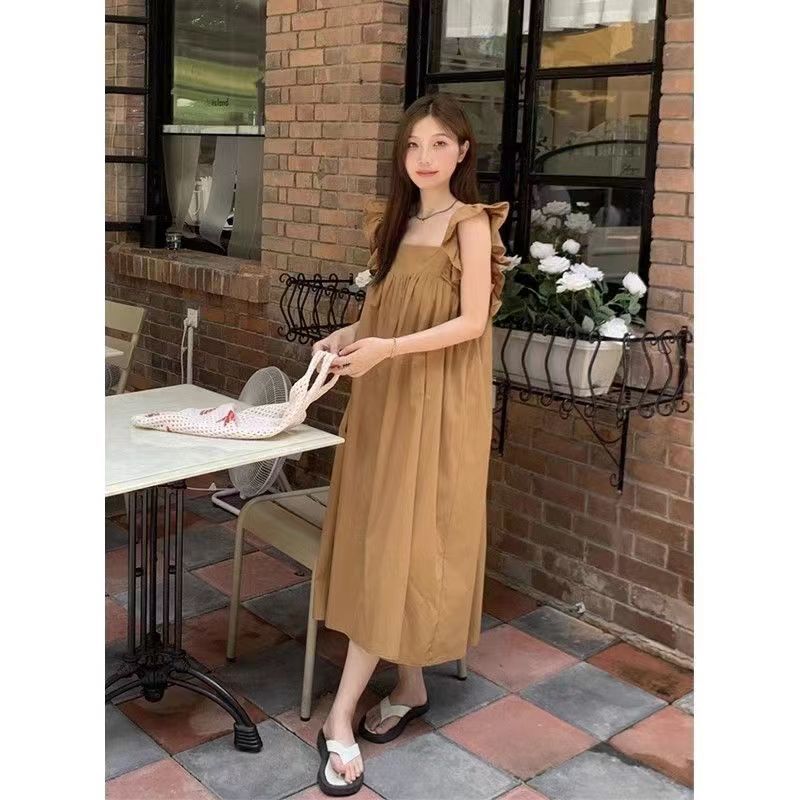 Pregnant Women's Dress Design Sense dress 2023 Summer New Back Bow Strap Long Pregnant Women's Dress Summer