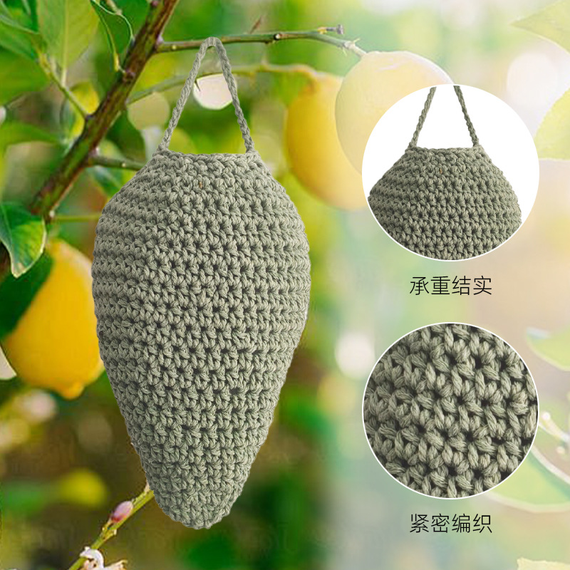 Picture of Bohemian hanging basket net pocket Nordic hand-woven cotton rope wall-mounted net pocket crochet storage hanging bag strawberry pocket