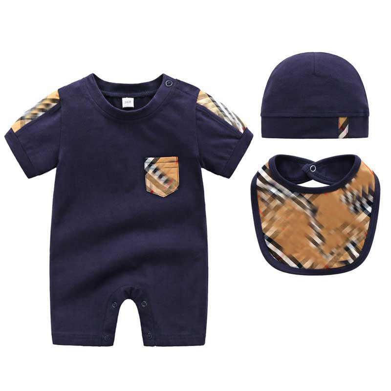 Picture of New summer cotton baby jumpsuit three-piece short-sleeved romper newborn romper one-piece delivery