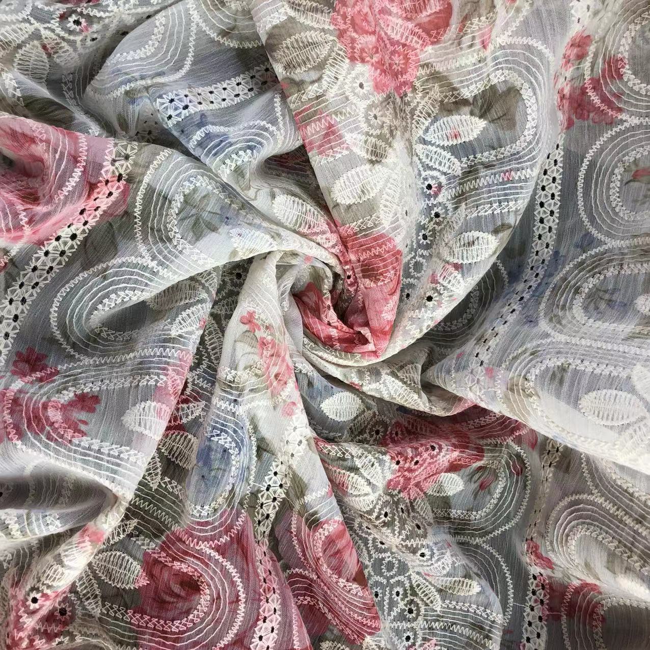 Picture of Xiaojun Textile Floral Pattern Computer Embroidery Printed Fabric Chinese Print Children's Clothing Fabric Dress Han Dynasty