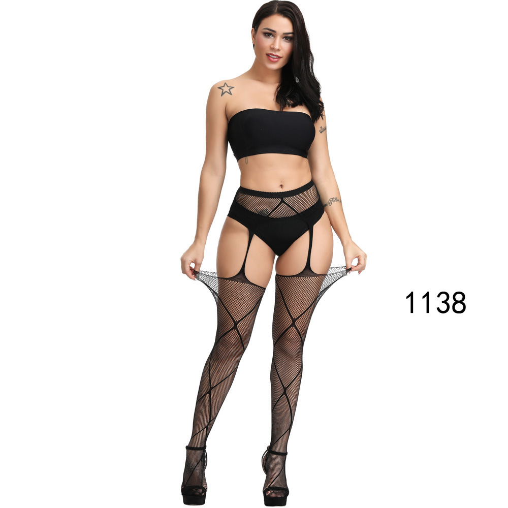 Picture of European and American Original Single Jacquard Garter Fishnet Stockings Sexy Pantyhose Sexy Stockings Summer Anti-Falling Fishnet Stockings Temptation