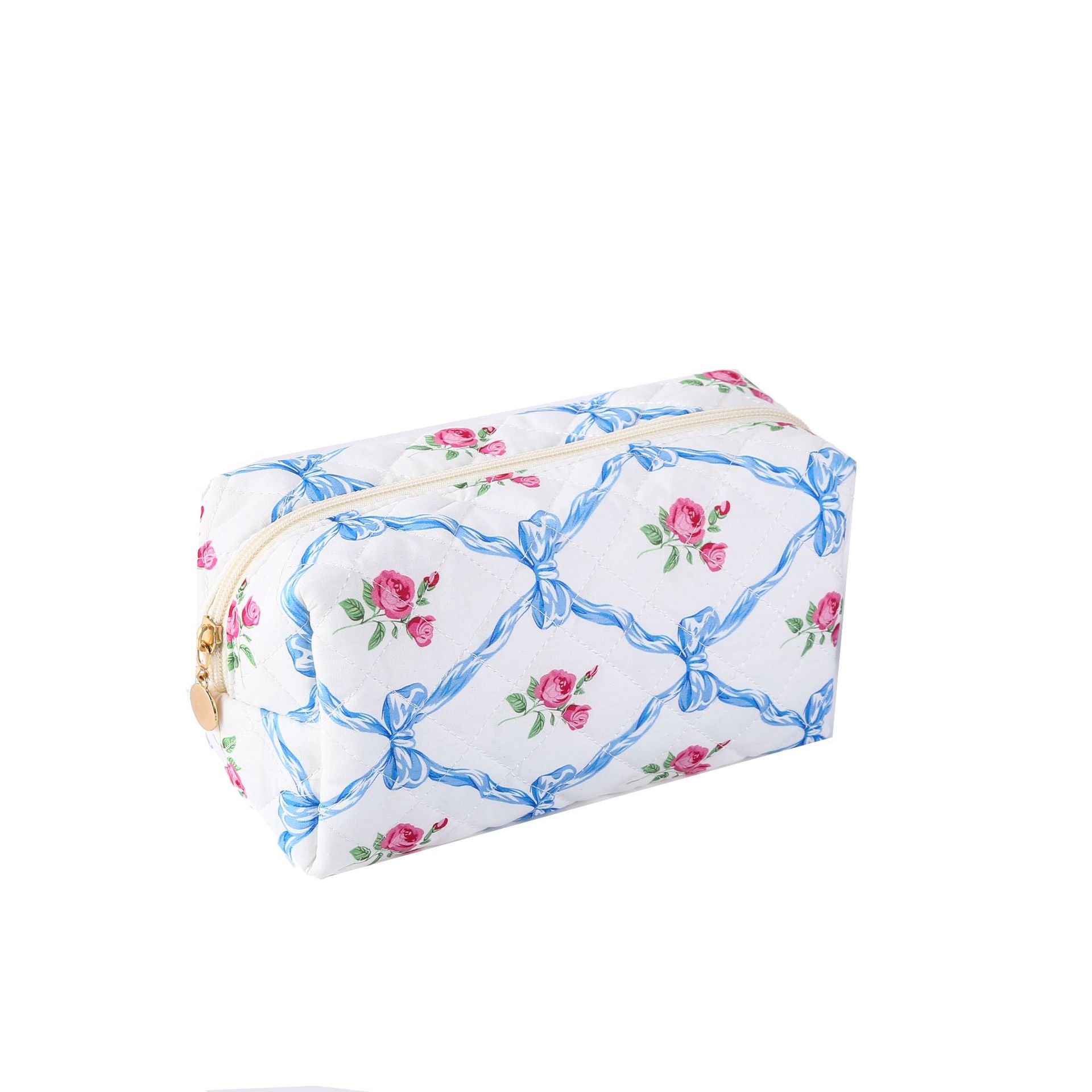 Picture of Cross-border Small Floral Quilted Cosmetic Bag Travel Skin Care Zipper Bag Large Capacity Portable Storage Bag Soft Bag