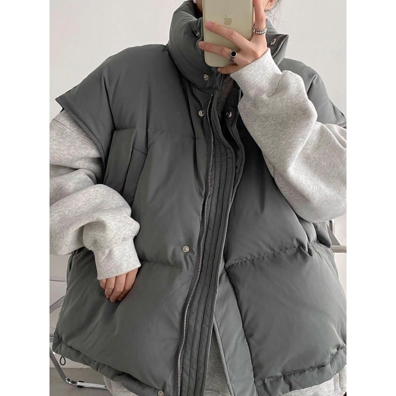 Cross-border Down Cotton Vest Women's Autumn and Winter New Vertical Collar Thickened Cold-proof Warm Thickened Casual Commuting Ware Jacket
