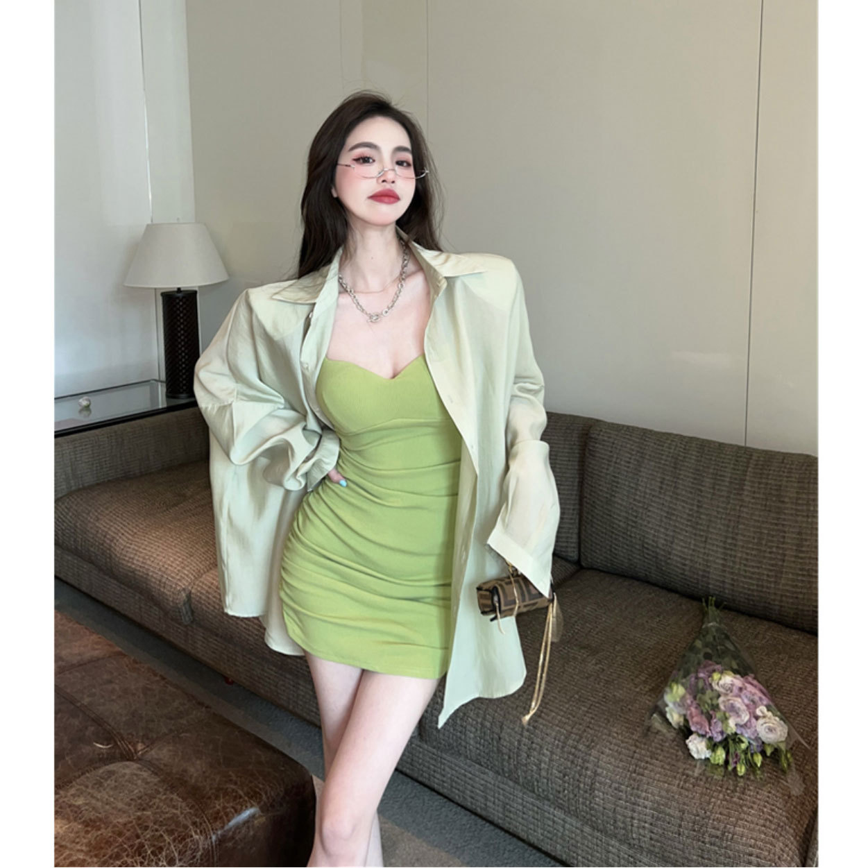 French Style polo Collar Long Sleeve Shirt Women's Summer Loose Letter Mid-length Design Sense Niche Sun Protection Cardigan Top