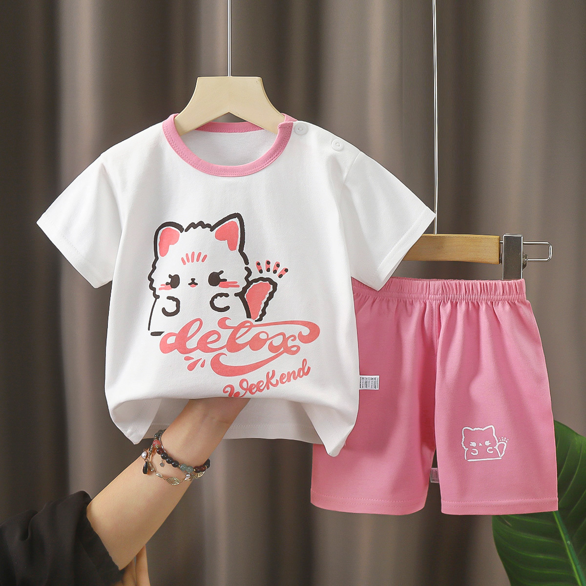 Picture of Children's Short-Sleeved Suit Pure Cotton Summer New Baby Boy Summer T-Shirt Girl Clothing Thin Kidsren's Clothing Carefully Selected
