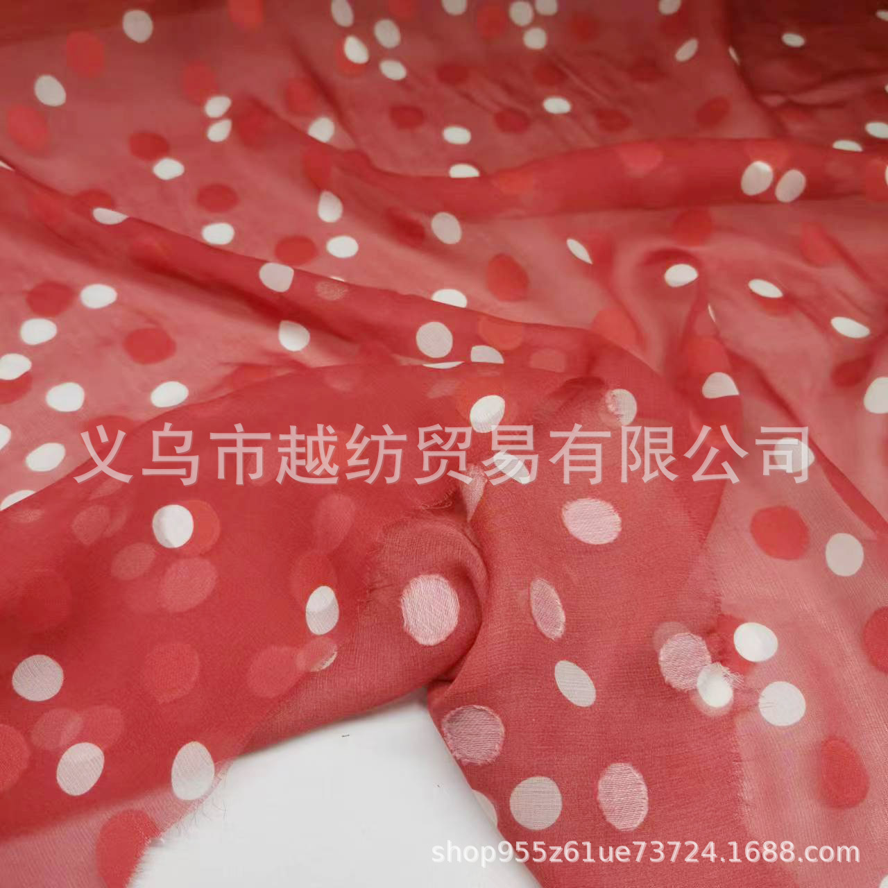 Picture of Cut Flower Dot Silk Georgette Polka Dot Fabric 8mm Fashion Mulberry Silk Fabric