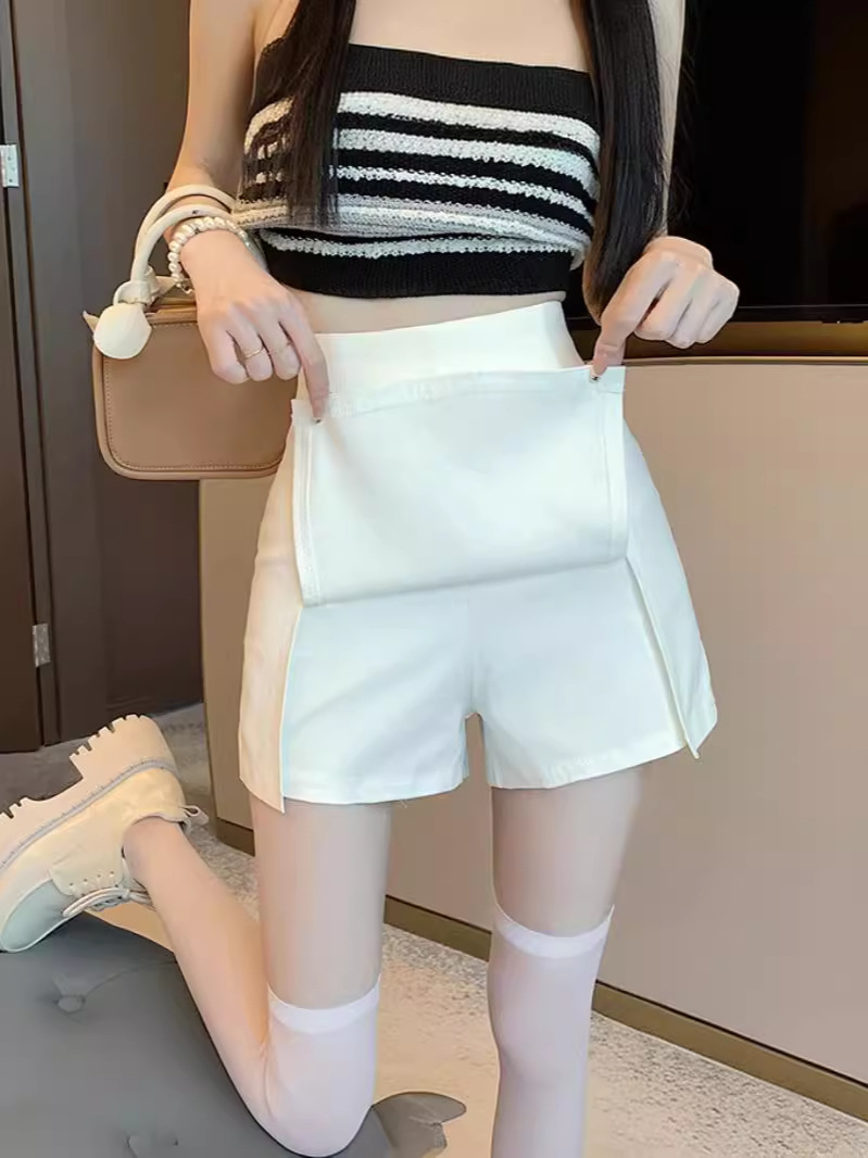 White Suit Short Skirt Women's Summer Light Mature Wind Anti-walking Hip Skirt Hot Girl High Waist A- line Split Skirt