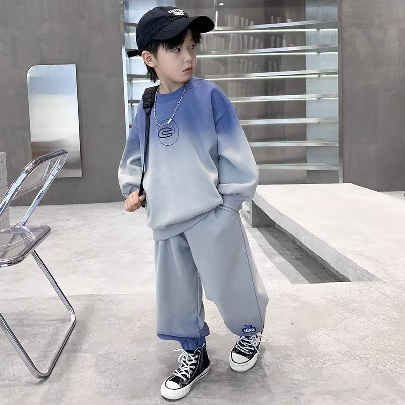 Picture of Boys' Trendy Brand Spring and Autumn suit Middle and Big Kids and Boys Color-matching Sweats Casual Western-style Children's Handsome Trendy Cool Children's Clothing